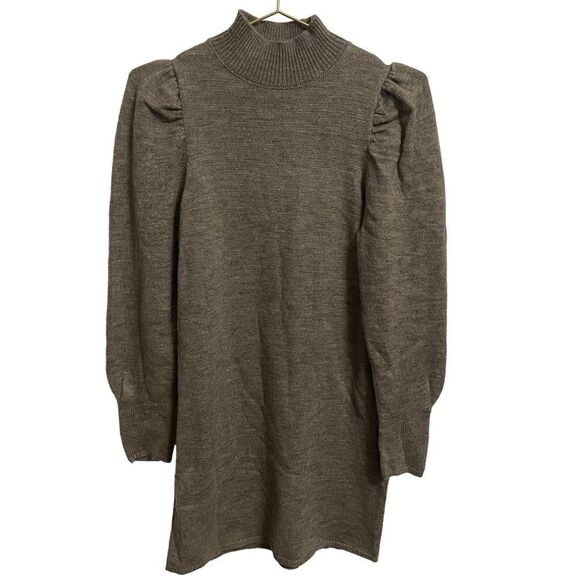Wayf Dresses & Skirts - WAYF Grey Puff Sleeve Sweater Dress Size Small